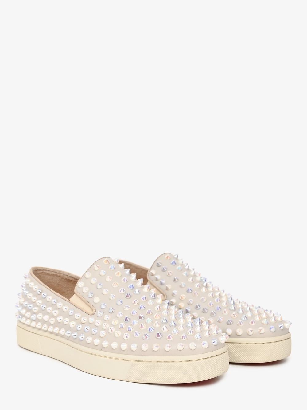 Christian Louboutin Iridescence Studded Roller Boat Slip Ons